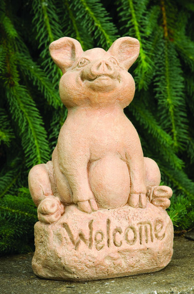 Welcome Percy Pig Sculpture Cement Garden Decor Piglet Statue